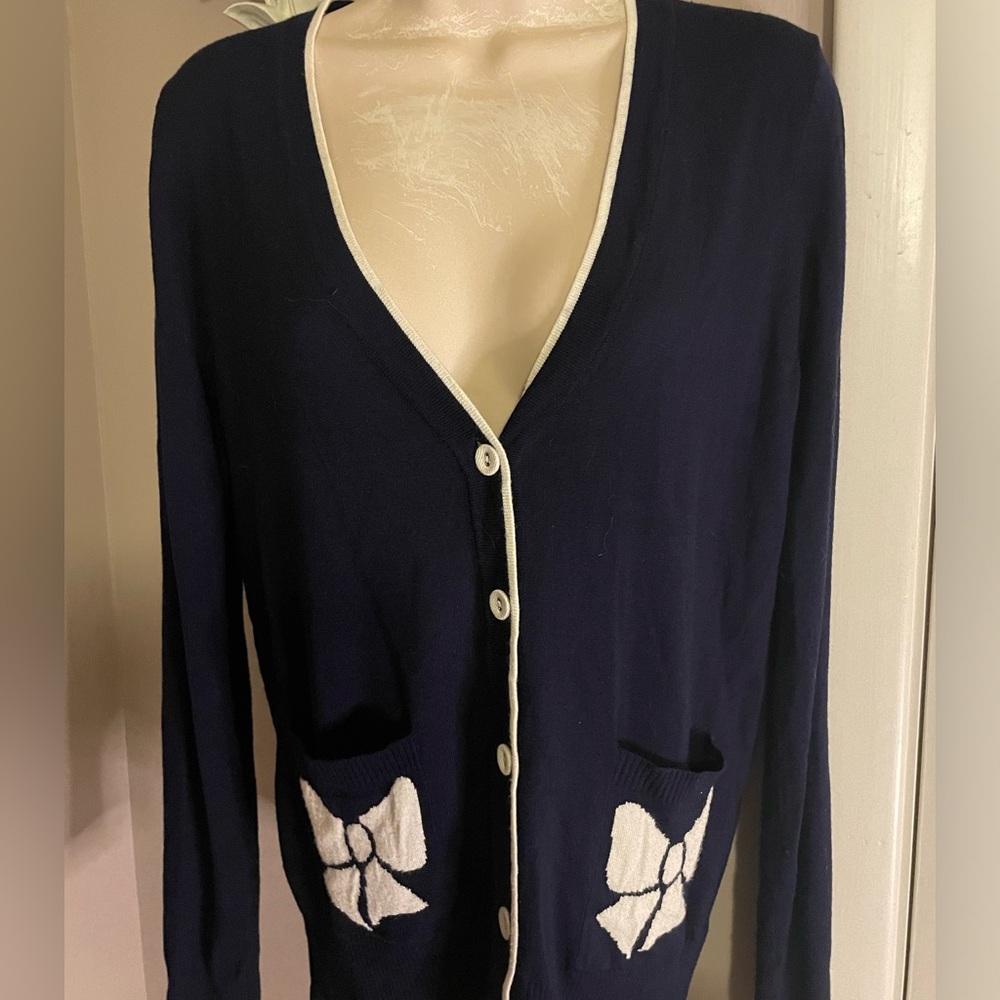 Cute‎ Navy Blue Bow Sweater Size Small